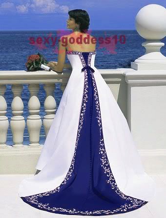 NO4 Wedding Dress white blue dress in satin