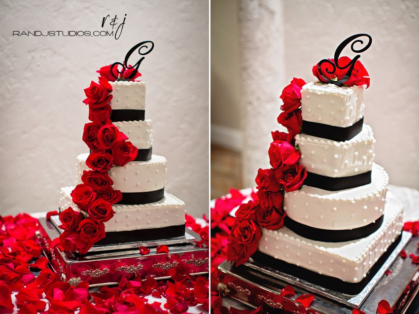 Black and Red Wedding Cake Roses Photography Centurion Palace