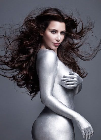 kim kardashian silver paint cover shoot. kim kardashian silver paint w