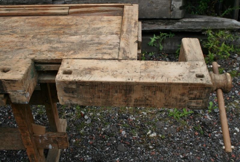 Vintage German Carpenter's Wooden Workbench Woodworkers Work Bench