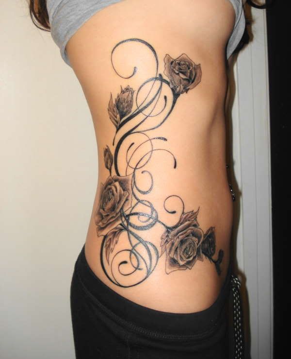 vines tattoo. Side-Tattoo-Gothic-Rose-Vine-