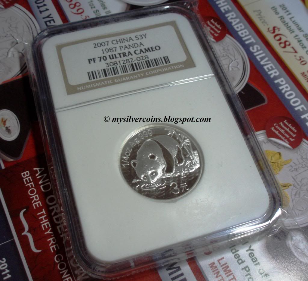 90th Ann China 2010 Silver 1 Oz Panda Coin with added Words of Shanghai Mint