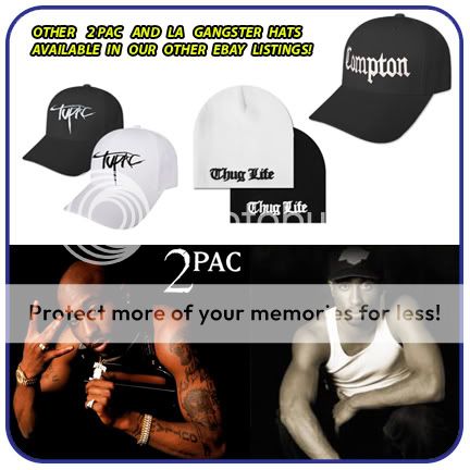 New Fitted Thug Life 2Pac Ball Tupac Hat 2 Pac Cap BW