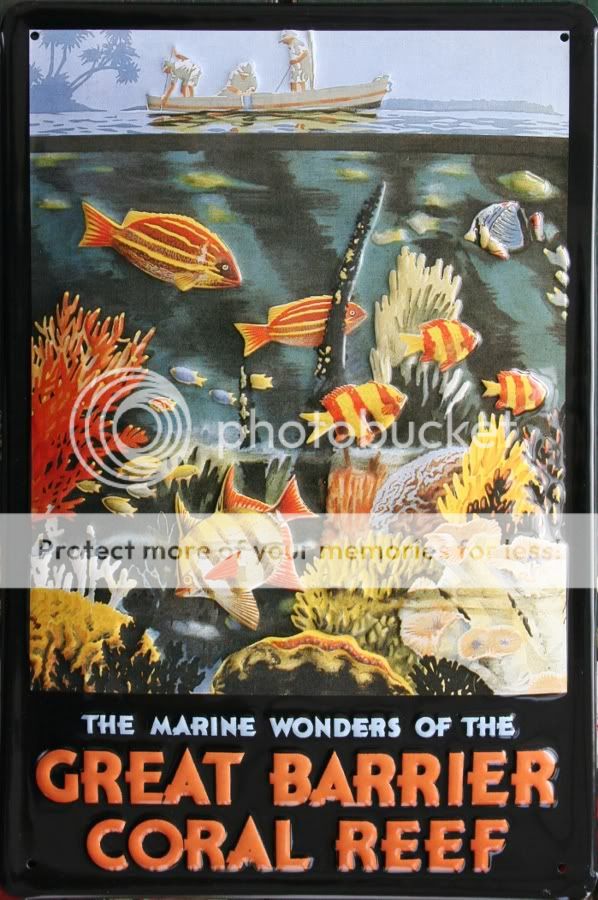 GREAT BARRIER CORAL REEF Vintage Advert Sign   Australia  