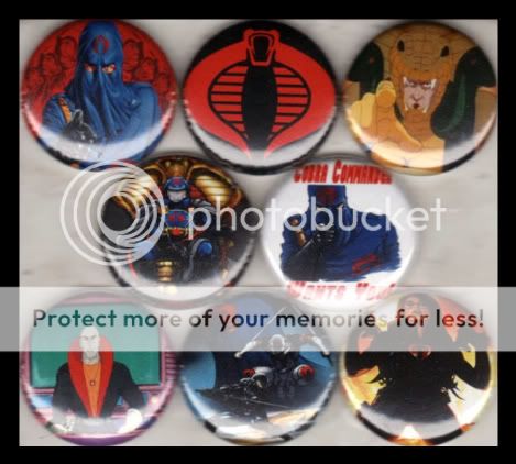 COBRA 1 buttons badge GI JOE BARONESS COMMANDER DESTRO  